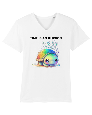 Broasca testoasa pictata in acuarela cu mesajul  Time is an Illusion White