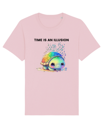 Broasca testoasa pictata in acuarela cu mesajul  Time is an Illusion Cotton Pink