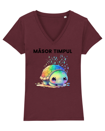Broasca testoasa pictata in acuarela cu mesajul  Masor Timpul Burgundy
