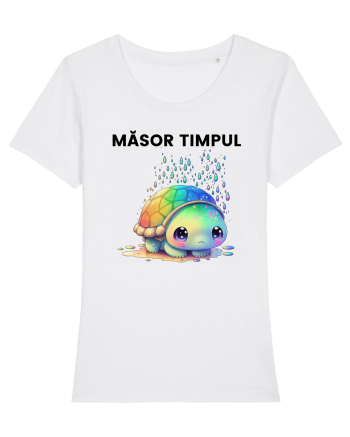 Broasca testoasa pictata in acuarela cu mesajul  Masor Timpul White