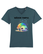 Broasca testoasa pictata in acuarela cu mesajul  Masor Timpul Tricou mânecă scurtă guler V Bărbat Presenter