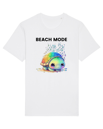 Broasca testoasa pictata in acuarela cu mesajul  Beach Mode White