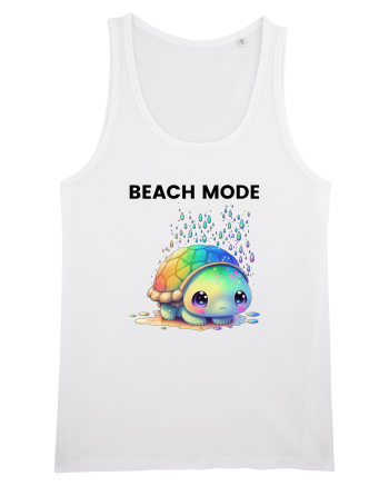 Broasca testoasa pictata in acuarela cu mesajul  Beach Mode White