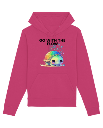 Broasca testoasa pictata in acuarela cu mesajul  Go with the Flow Raspberry