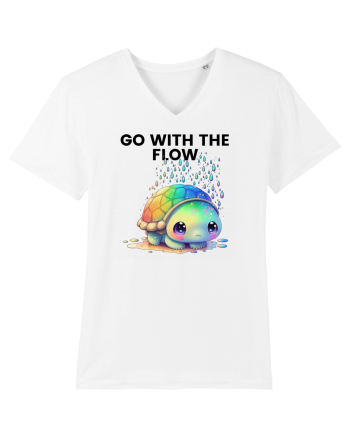 Broasca testoasa pictata in acuarela cu mesajul  Go with the Flow White