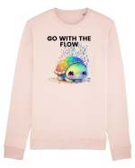 Broasca testoasa pictata in acuarela cu mesajul  Go with the Flow Bluză mânecă lungă Unisex Rise