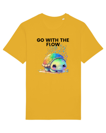 Broasca testoasa pictata in acuarela cu mesajul  Go with the Flow Spectra Yellow