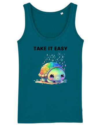 Broasca testoasa pictata in acuarela cu mesajul  Take it Easy Ocean Depth