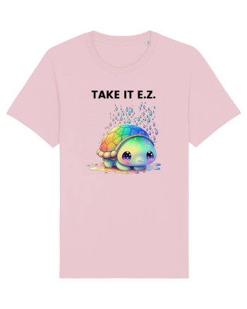 Broasca testoasa pictata in acuarela cu mesajul  Take it E.Z. Cotton Pink