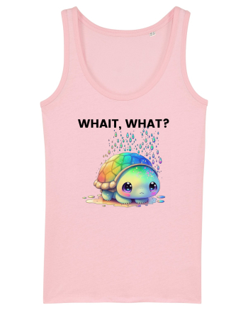 Broasca testoasa pictata in acuarela cu mesajul Wait, What? Cotton Pink