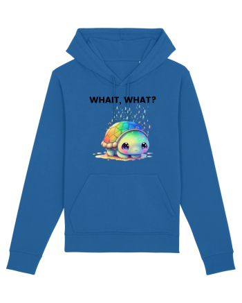 Broasca testoasa pictata in acuarela cu mesajul Wait, What? Royal Blue
