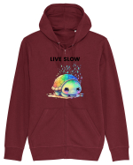 Broasca testoasa pictata in acuarela cu mesajul Live Slow Hanorac cu fermoar Unisex Connector