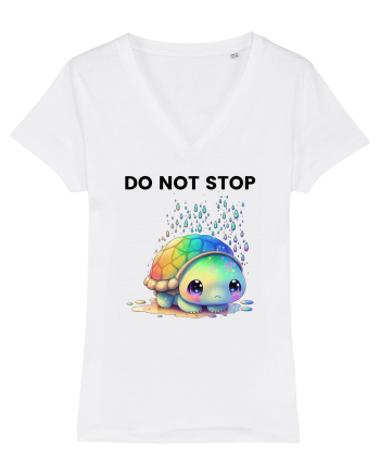 Broasca testoasa pictata in acuarela cu mesajul Do Not Stop White