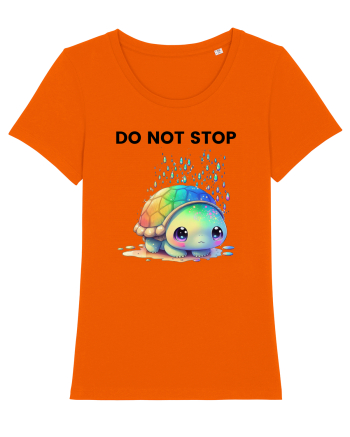 Broasca testoasa pictata in acuarela cu mesajul Do Not Stop Bright Orange