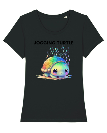 Broasca testoasa pictata in acuarela cu mesajul Jogging Turtle Black