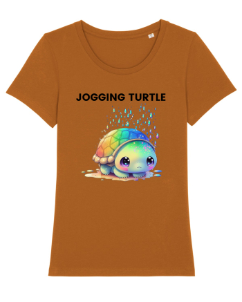 Broasca testoasa pictata in acuarela cu mesajul Jogging Turtle Roasted Orange