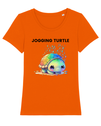 Broasca testoasa pictata in acuarela cu mesajul Jogging Turtle Bright Orange