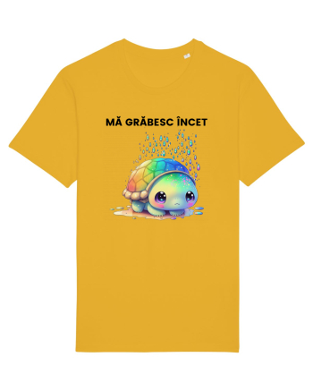 Broasca testoasa pictata in acuarela cu mesajul Ma grabesc Incet Spectra Yellow