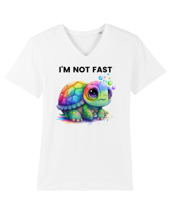Broasca testoasa pictata in acuarela cu mesajul I'm not fast White