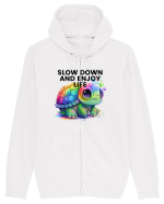 Broasca testoasa pictata in acuarela cu mesajul  Slow Down and Enjoy Life Hanorac cu fermoar Unisex Connector