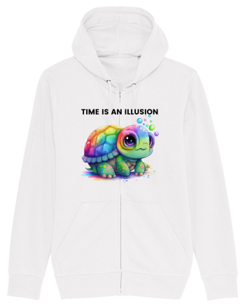 Broasca testoasa pictata in acuarela cu mesajul  Time is an Illusion White