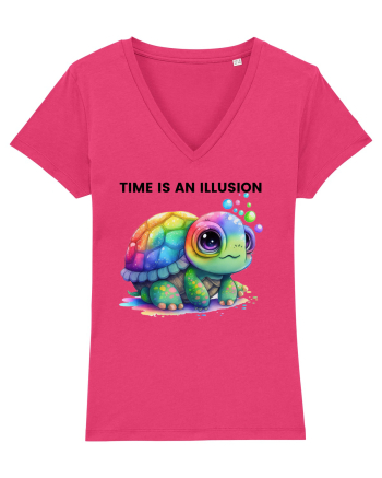 Broasca testoasa pictata in acuarela cu mesajul  Time is an Illusion Raspberry
