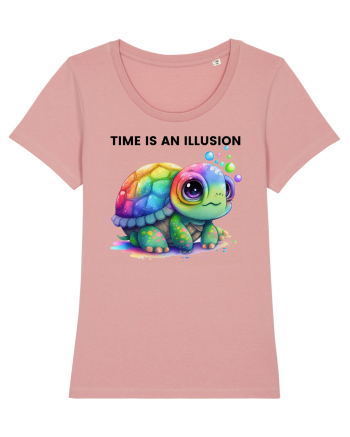 Broasca testoasa pictata in acuarela cu mesajul  Time is an Illusion Canyon Pink