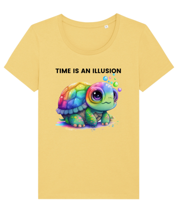 Broasca testoasa pictata in acuarela cu mesajul  Time is an Illusion Jojoba