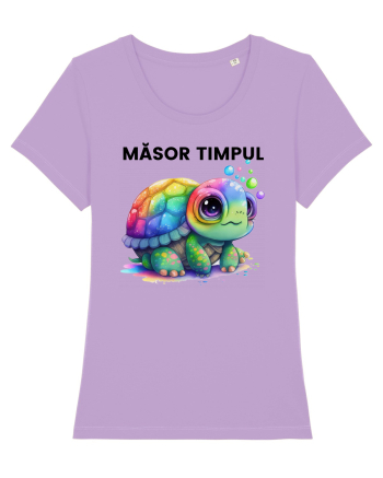 Broasca testoasa pictata in acuarela cu mesajul  Masor Timpul Lavender Dawn