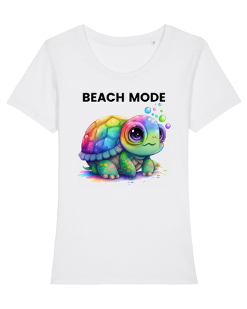 Broasca testoasa pictata in acuarela cu mesajul  Beach Mode White