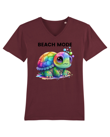 Broasca testoasa pictata in acuarela cu mesajul  Beach Mode Burgundy