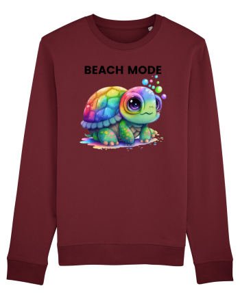 Broasca testoasa pictata in acuarela cu mesajul  Beach Mode Burgundy