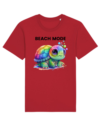 Broasca testoasa pictata in acuarela cu mesajul  Beach Mode Red