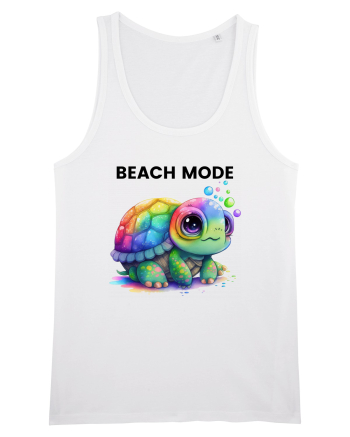 Broasca testoasa pictata in acuarela cu mesajul  Beach Mode White
