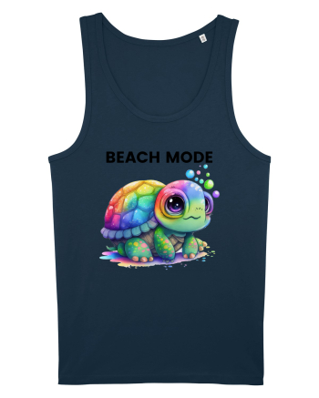 Broasca testoasa pictata in acuarela cu mesajul  Beach Mode Navy