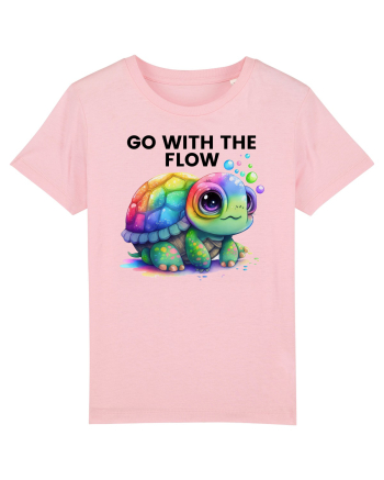 Broasca testoasa pictata in acuarela cu mesajul  Go with the Flow Cotton Pink