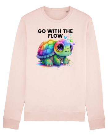 Broasca testoasa pictata in acuarela cu mesajul  Go with the Flow Candy Pink