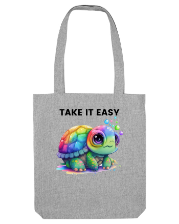 Broasca testoasa pictata in acuarela cu mesajul  Take it Easy Heather Grey