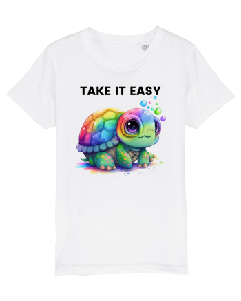 Broasca testoasa pictata in acuarela cu mesajul  Take it Easy White