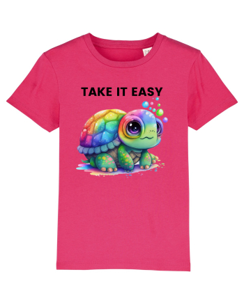 Broasca testoasa pictata in acuarela cu mesajul  Take it Easy Raspberry