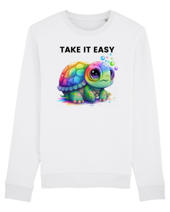 Broasca testoasa pictata in acuarela cu mesajul  Take it Easy White