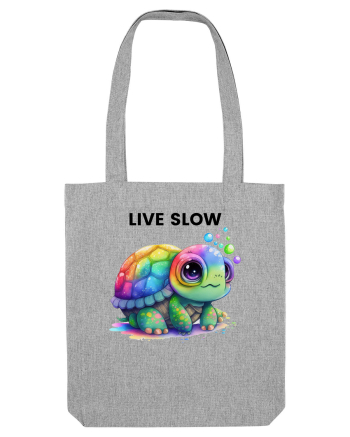 Broasca testoasa pictata in acuarela cu mesajul Live Slow Heather Grey