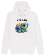 Broasca testoasa pictata in acuarela cu mesajul Live Slow Hanorac cu fermoar Unisex Connector