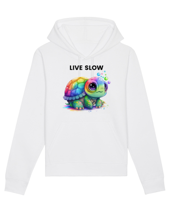Broasca testoasa pictata in acuarela cu mesajul Live Slow White