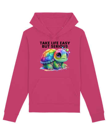 Broasca testoasa pictata in acuarela cu mesajul Take Life Easy but Serious Raspberry