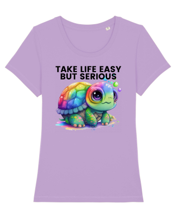 Broasca testoasa pictata in acuarela cu mesajul Take Life Easy but Serious Lavender Dawn