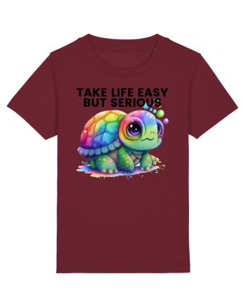 Broasca testoasa pictata in acuarela cu mesajul Take Life Easy but Serious Burgundy