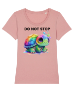Broasca testoasa pictata in acuarela cu mesajul Do Not Stop Tricou mânecă scurtă guler larg fitted Damă Expresser