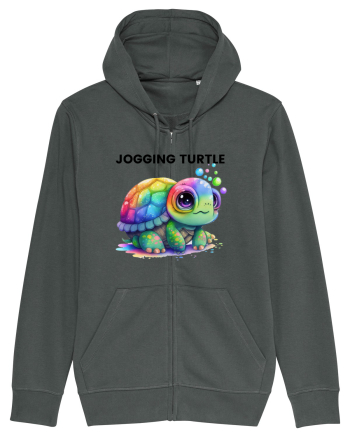 Broasca testoasa pictata in acuarela cu mesajul Jogging Turtle Anthracite