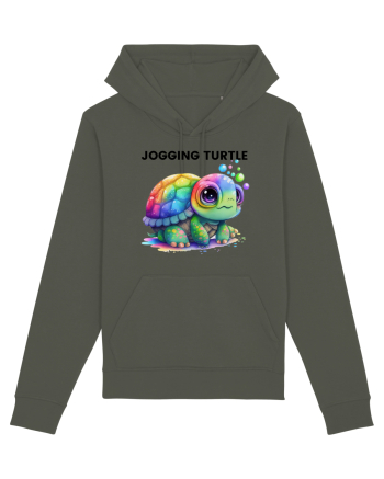 Broasca testoasa pictata in acuarela cu mesajul Jogging Turtle Khaki